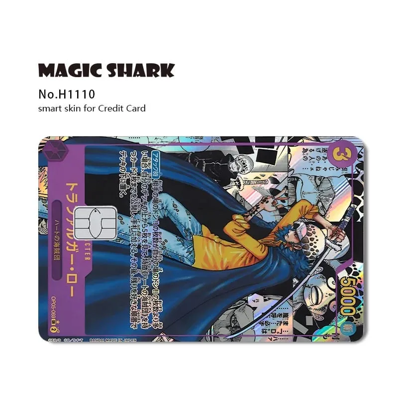 Magic Shark Luffy Nami Ace Zorro OP TCG Card Style Lazer Holographic Thin Sticker Film Skin for Debit Credit Card