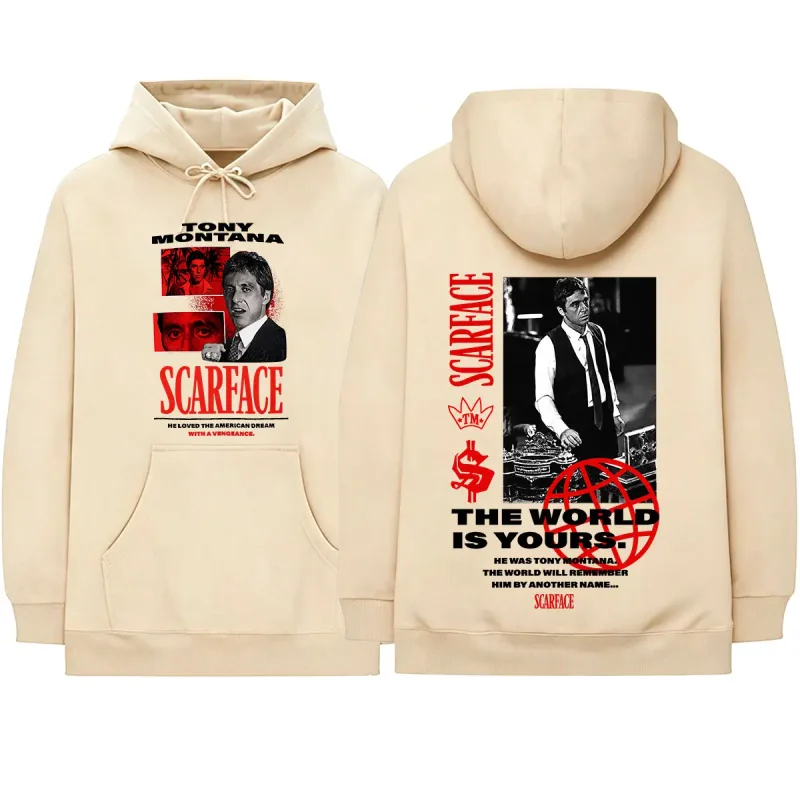 Movie Scarface The World Is Yours Tony Montana Al Pacino Hoodies Men's Women Clothing Fashion Oversized Long Sleeve Sweatshirts