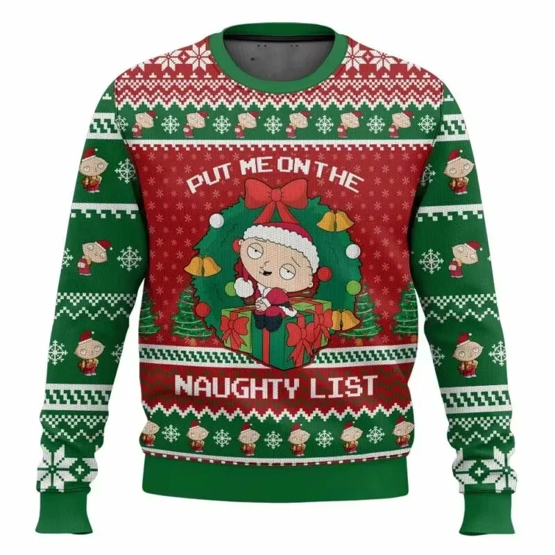 Family Guy 3D Print Christmas Ugly Sweater Style Casual Festival Theme Jacket for Men And Women Autumn Winter Outerwear