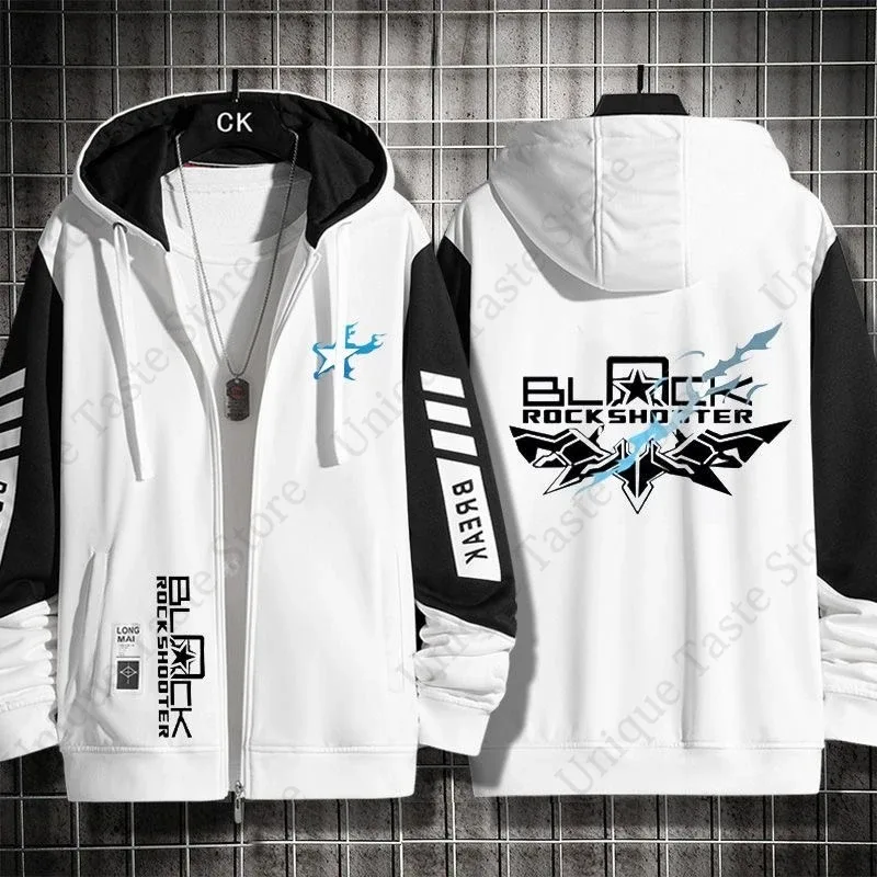 ‌BLACK ROCK SHOOTER Hoodies Anime Cartoon Kuroi Mato Print Sweatshirt BLACK ROCK SHOOTER Merch Men Women Autumn Zipper Hoodie