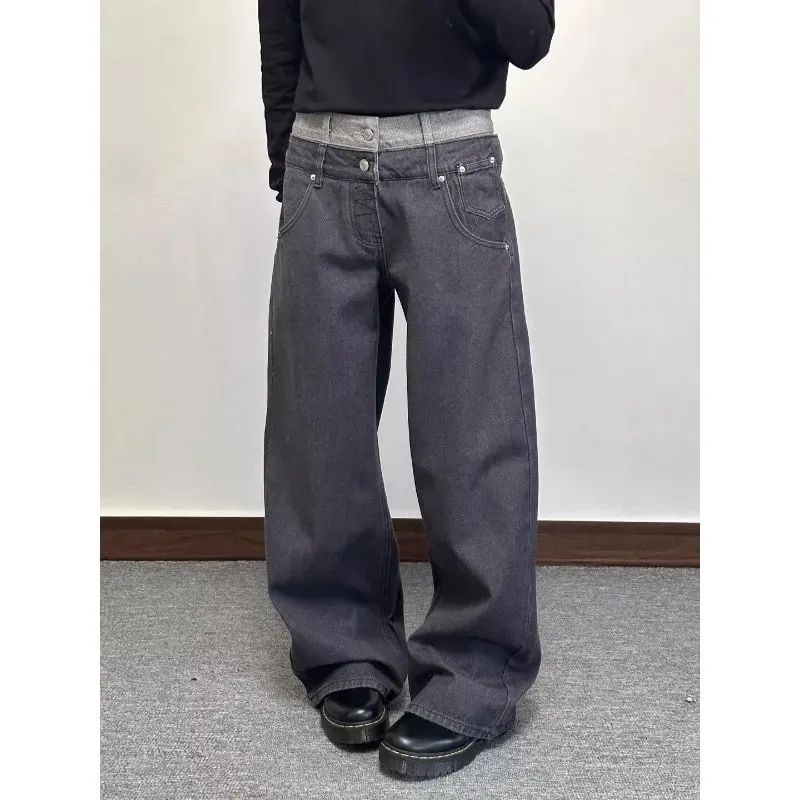 Herenjeans Herenbroek Losvallende zwarte wijde pijpen High Street Denim Relaxte rechte casual lente slouchy broek — image 3