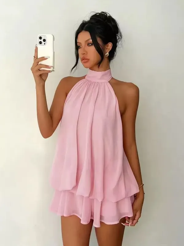 Women's Casual Dresses Woman Clothes Elegant Party Solid-color Beachwear Slim-fitting Sexy Backless Skirt Dress Female Clothing