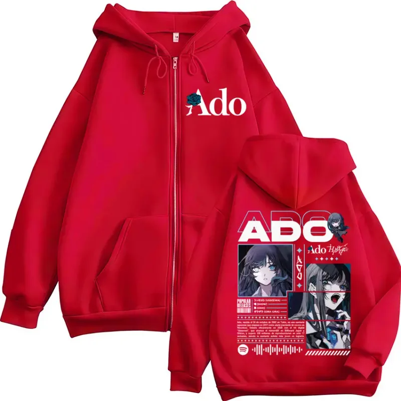 Ado World Tour 2025 Hibana Zipper Hoodies Panlalaking Babae Damit Fashion Harajuku Zip Up Sweatshirts Pullover Jacket Coat Streetwear