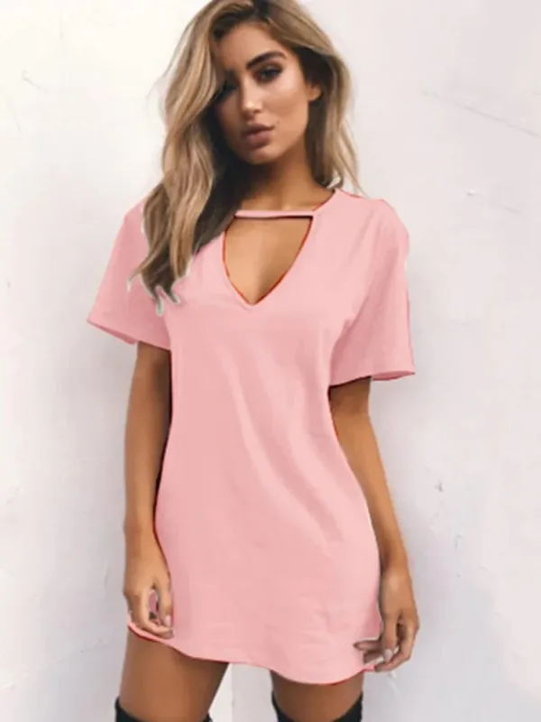 Robe portefeuille Sexy et élégante, décolleté en V profond, ample, couleur unie, manches courtes, Mini robe de soirée en boîte de nuit