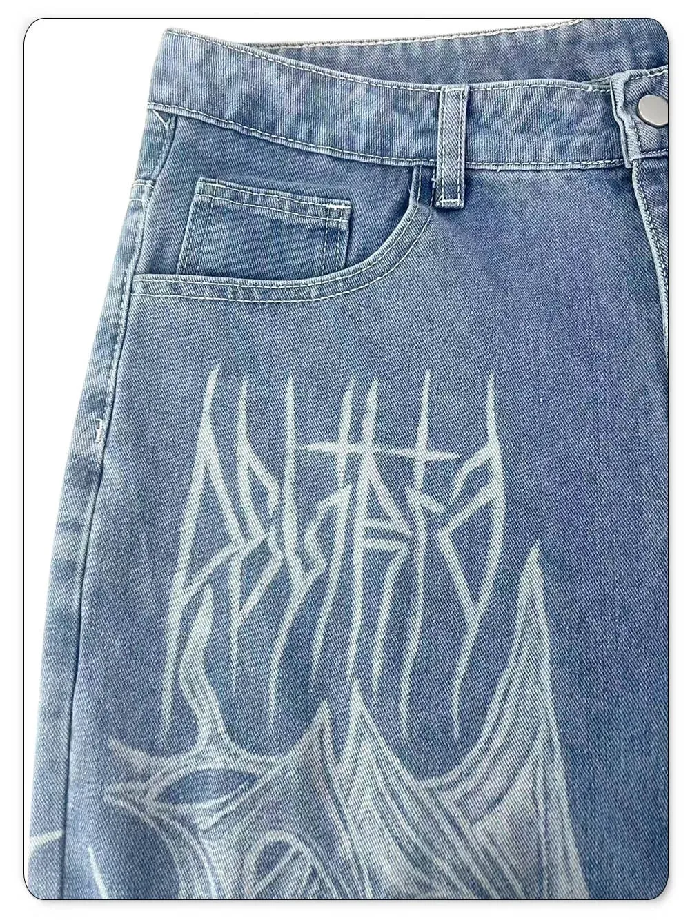 Men's Casual Spiral Graffiti Print Hip Hop Oversized Baggy Wide Leg Jeans Trendy Casual Slop Lazy Street Daily Denim Pants