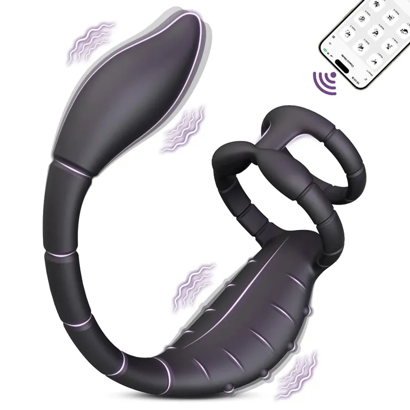 APP 控制肛塞陰莖環振動前列腺按摩器男士初學者肛門振動器肛門塞男同性戀性玩具男性式 18 歲以上