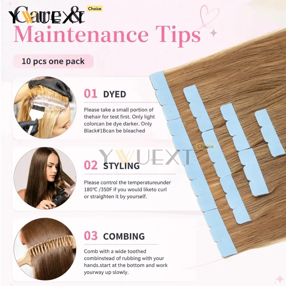 Mini Tape in Human Hair Extensions Natural Straight For Women 12inch-20inch 12.5g-20g Easy to Wear 10pcs/pack Salon Quality
