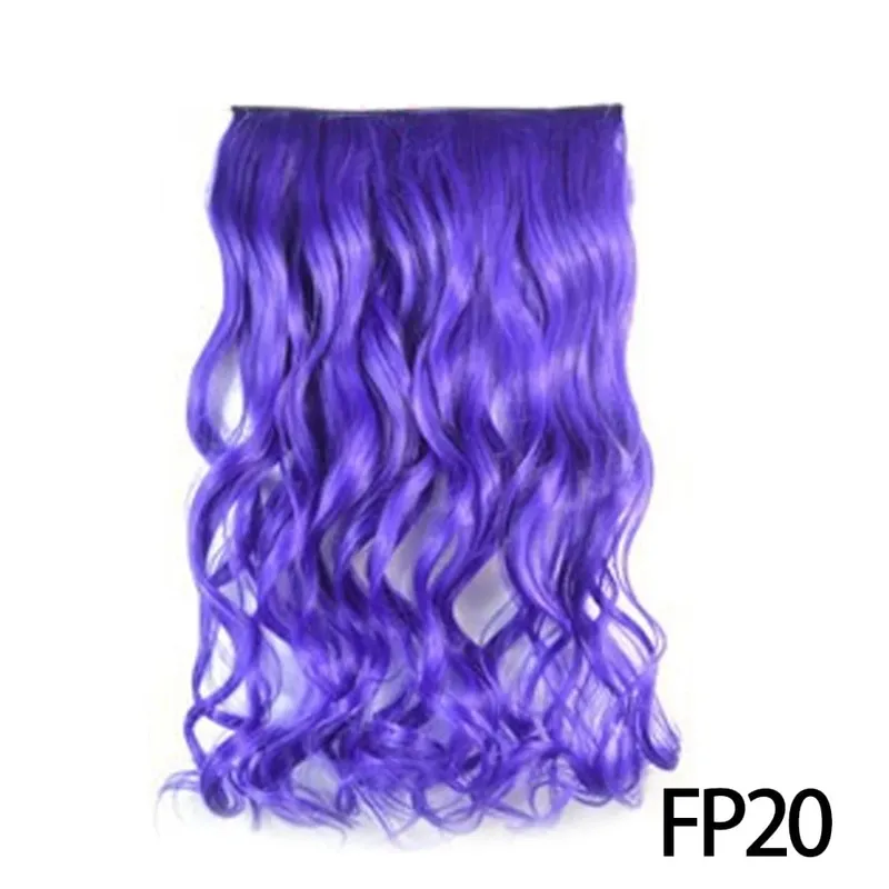 Longo reto encaracolado uma peça 5 clipes clip-in extensões 22 Polegada penteados resistentes ao calor cor mistura loira pedaço de cabelo para mulher