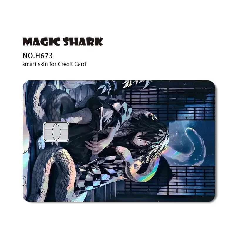 Magic Shark Cool Demon Slayers Anime Shinny Holographic Skin Cover Laser Sticker Film for Debit Credit Bank Card