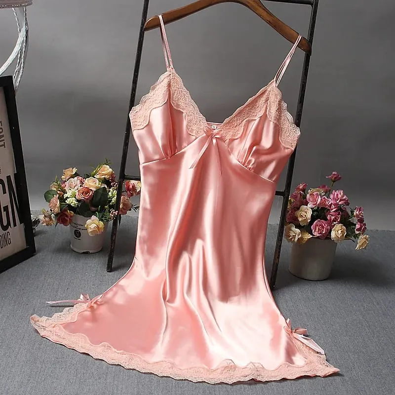 Women Sexy Lingerie Plus Size Sleepwear Strap Nightdress Colorful Nightgown Female Nightwear Comfort Home Set