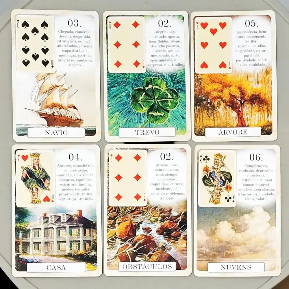 Classique Lenormand Deck 9*6cm - 37 Vintage Style Divination Cards - Classic Portuguese Edition Double-embossed Cardstock