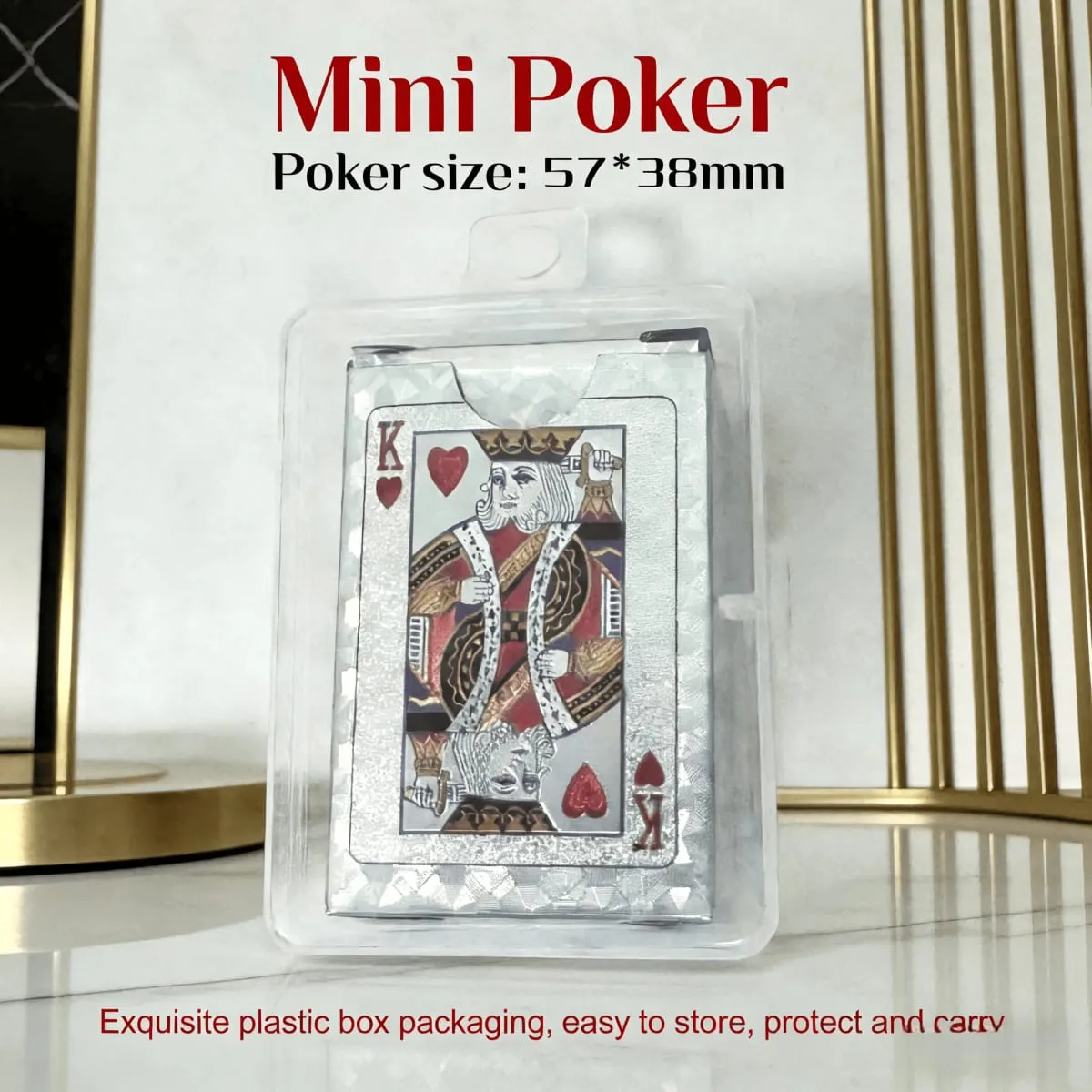 Waterproof PVC Cards Mini Poker Set Gold Foil Playing Cards Pet-Themed Poker Black Luxury Cards Men's Gift Idea Party Game