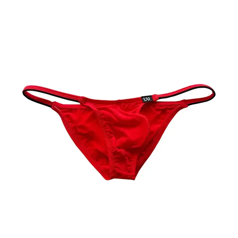 New Arrival Men's Ice Silk Briefs Color Block Low-rise Thin Sexy Underwear