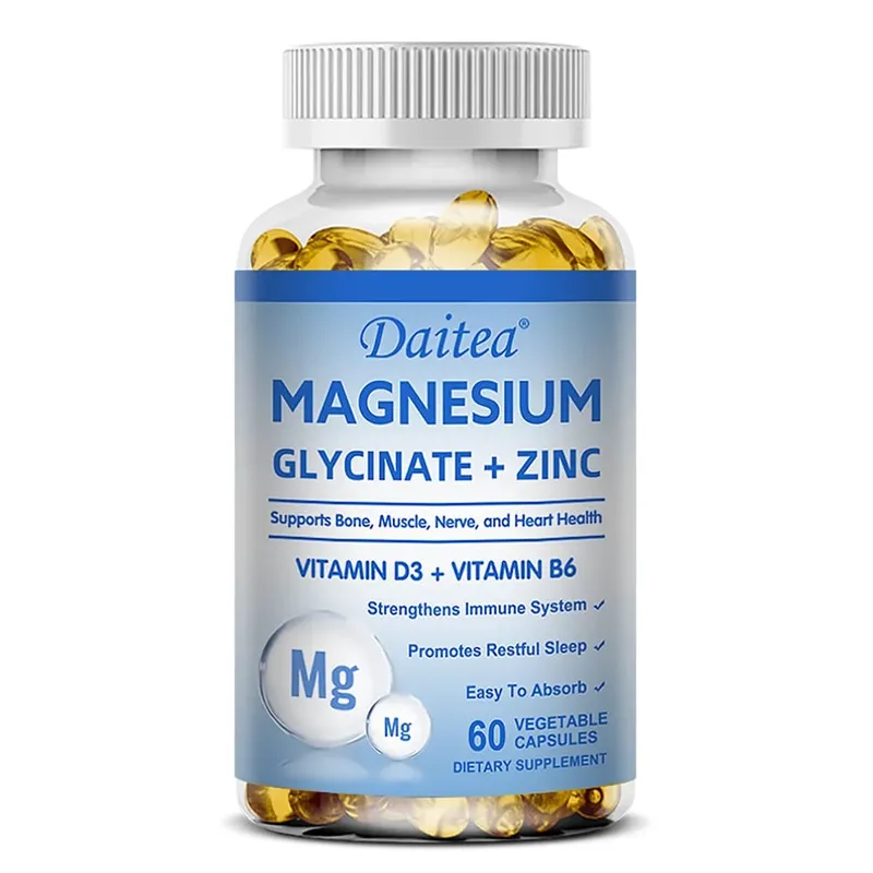 Magnesium Glycinate + Zinc - Improves Sleep Quality Promotes Cardiovascular Bone and Heart Health Promote Intestinal Digestion