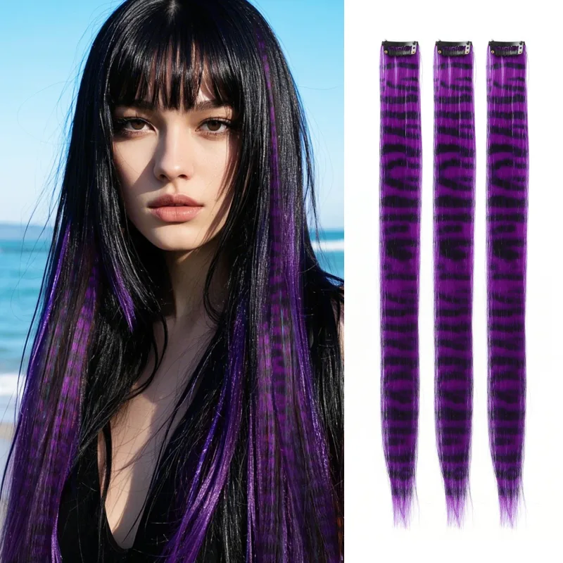 3 pçs/set clipe sintético em extensões de cabelo de penas 18 polegada colorido clipe no cabelo festa de halloween uso para meninas femininas