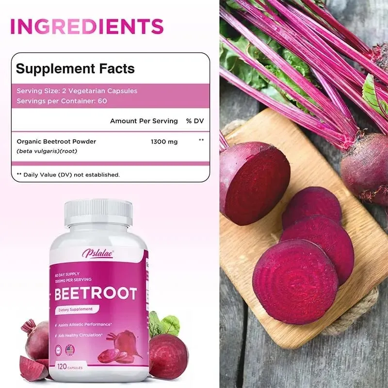 Beet Root Capsules - Promotes Heart Health Boosts Natural Energy Improves Endurance and Maintains Normal Blood Pressure