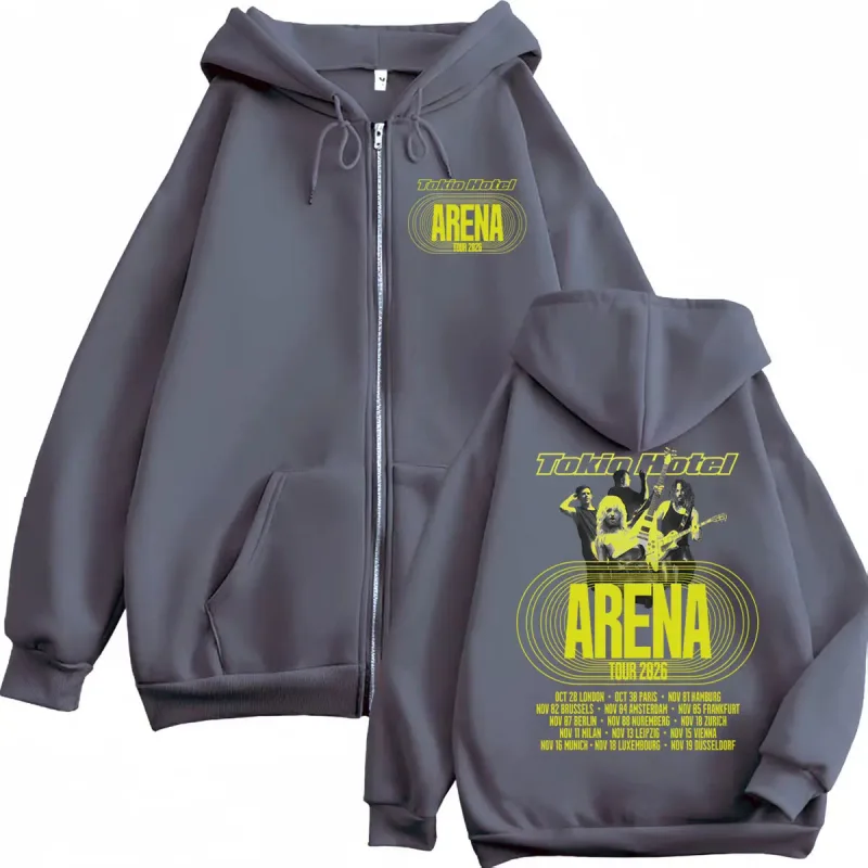 Tokio Hotel Arena Tour 2026 Zipper Hoodies Men Women Fashion Rock Zip Up Pullovers High Quality Fleece Long Sleeve Sweatshirts — image 4