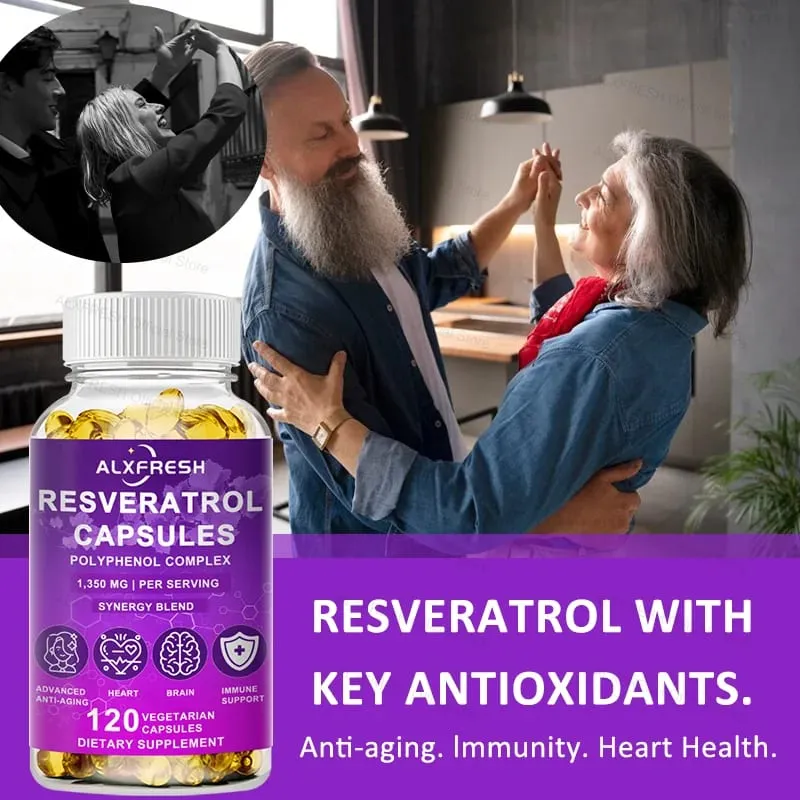 Resveratrol Capsules Supports Cardiovascular Metabolic Health Anti-inflammatory Neuroprotective Effects Antioxidant Anti-aging