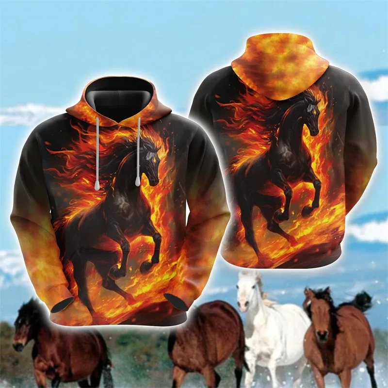 Animal Horse 3D Print Hoodies Autumn Men Women Casual Fashion Oversized Sweatshirts Hoodie Male Pullovers Tracksuit Man Clothing