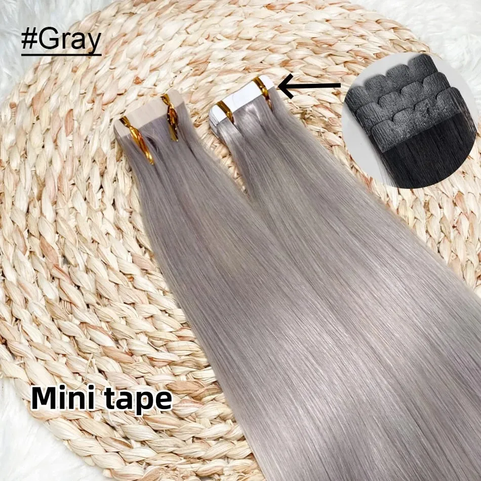 Mini Tape Hair Extensions 18"-30" Machine Remy Skin Weft Adhesive Tape In 100% Human Hair Natural Black Brown Blonde Tape On
