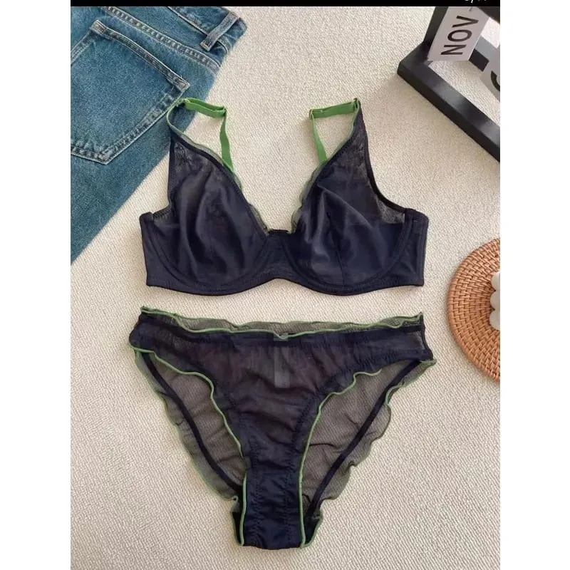 New Arrival Ladies Full Cup Bra Set Ultra Thin Minimizer Sexy Support Anti-Sagging Side Slim ABCD Everyday Comfort Lingerie Set