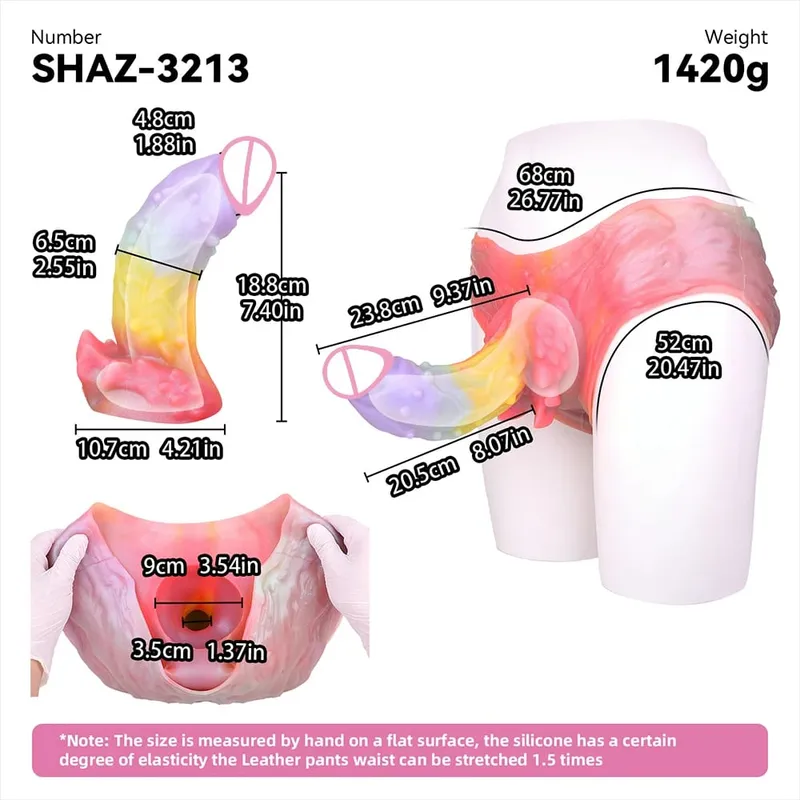 3D Horse Penis Shaped Wearable Cock Sleeve Gradient Color Skin-Friendly Liquid Silicone Adult Couple Intimate Sex Toys