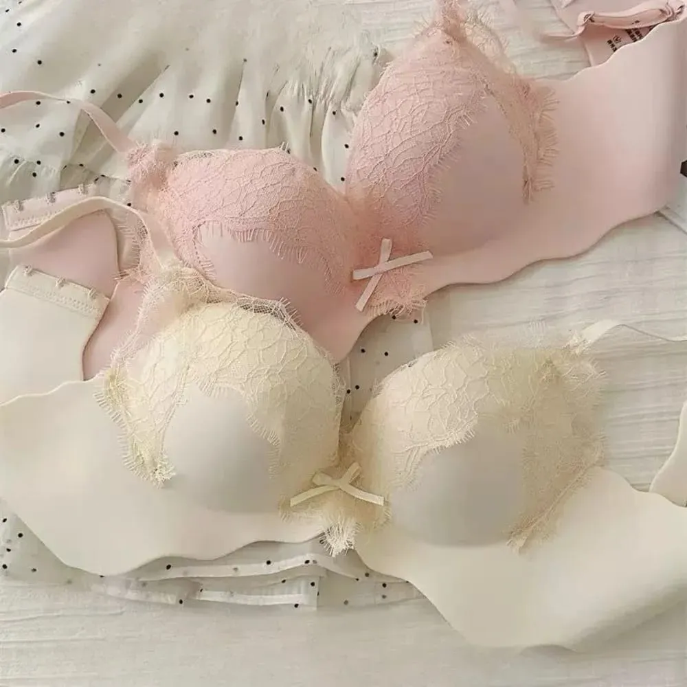 New Pure Desire Lace Lingerie Set Women Thick Padded Push Up Bra Small Bust Lift A to C Cup Underwear Intimates Daily Wear 32-38 — image 1