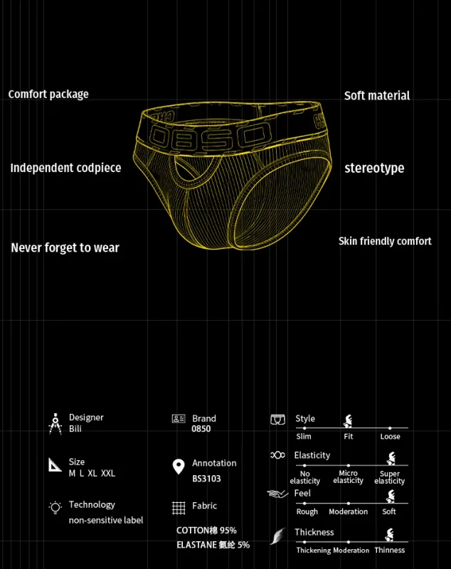 1/3Pcs Cotton Men Underwear Sexy Breathable Bikini Panties Underpants Large Crotch Pouch Mens Briefs with Front and Back Cutouts