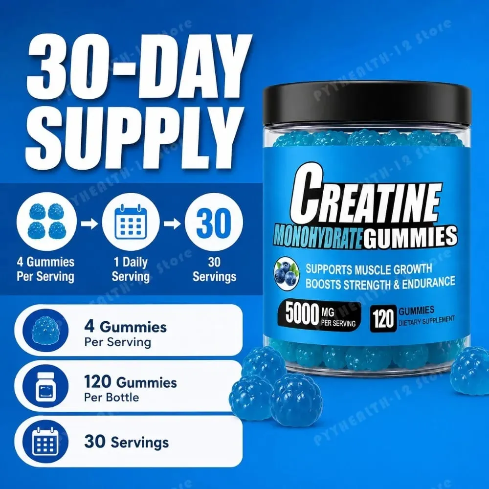Creatine Monohydrate Gummies 5000mg Per Serving 120 Gummies for Muscle Strength Endurance & Energy Dietary Supplement