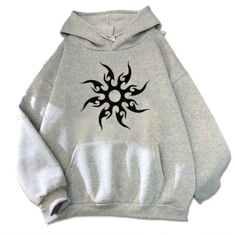 Men's hoodie with sun pattern print Harajuku hoodie fashionable and casual hoodie cartoon pattern top