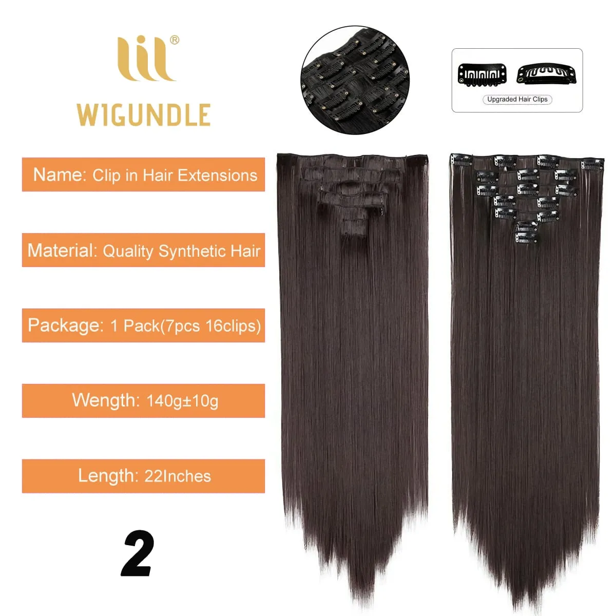 Clips In Hair Extension Long Straight Hair Pieces Clip In Hair Extension 22inches 7pcs/set Synthetic Fake Hair Pieces for Women