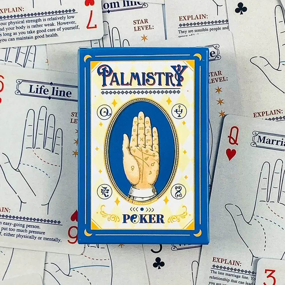 Palmistry Poker Cards Game 56 Cards Vintage Palm Reading Divination Poker Deck Mystic Fortune Telling Cards Board Game for Party