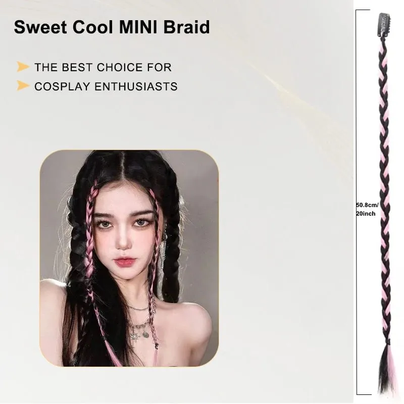 1PCS Y2K Style wig Braid 20 inch Multi-Color Synthetic Hair Clip Suitable for Daily Christmas and Music Festival Parties