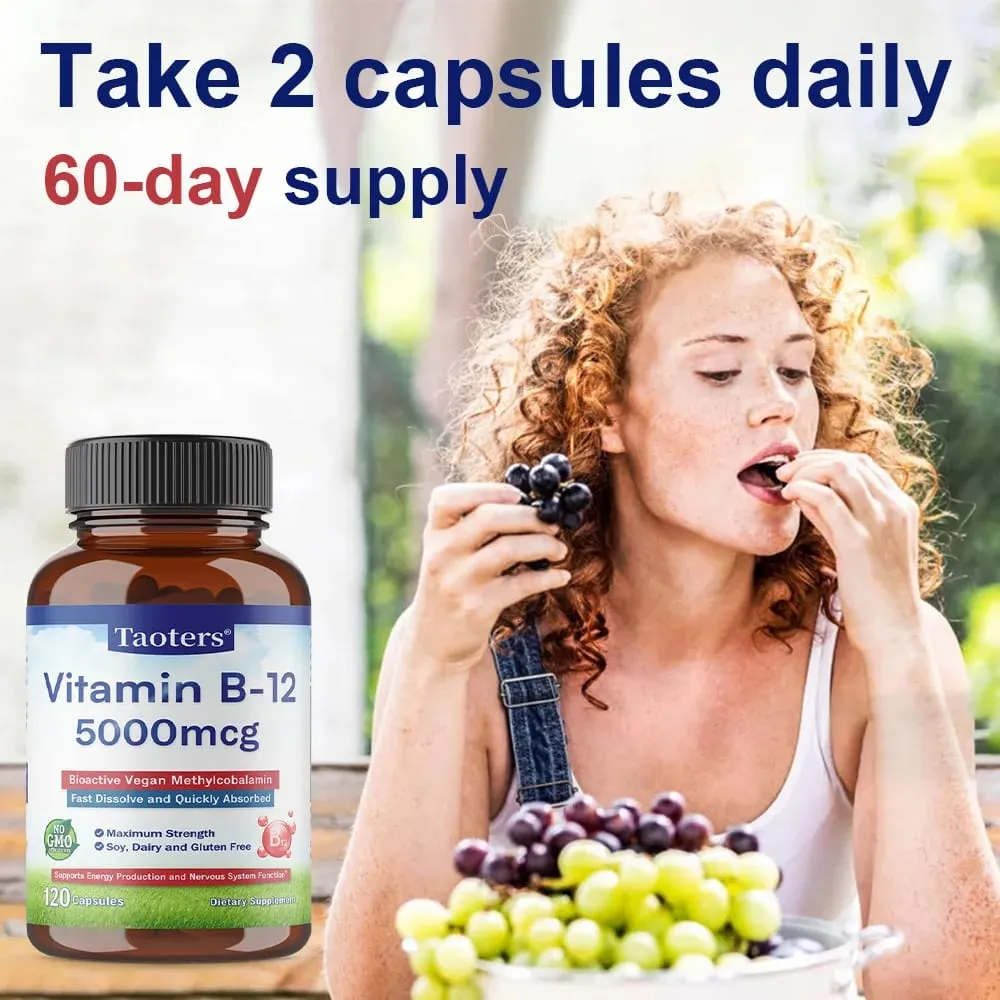 Vitamin B12 5000 Mcg - Extra Strength - Supplement for Supporting Energy Levels Mental Clarity Nervous System Health