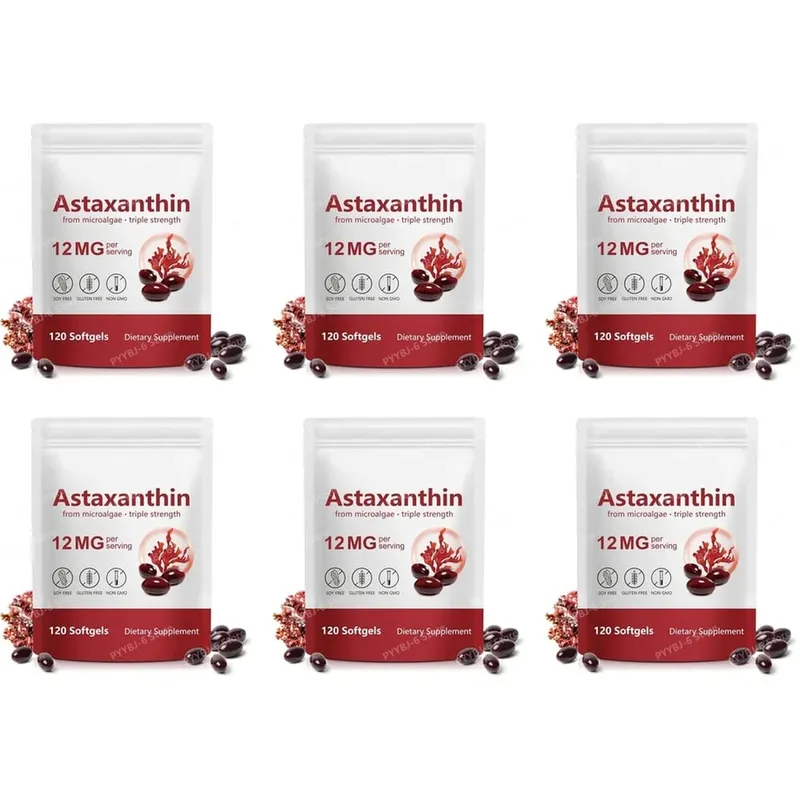 Astaxanthin Softgels Triple Strength From Microalgae Υποστηρίζει την υγιή γήρανση Προωθεί το κολλαγόνο που υποστηρίζει το φραγμό του δέρματος 120 Softgels