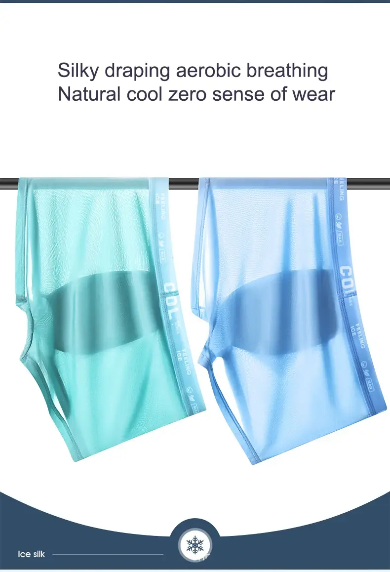 Boxers Ice Silk Man Underwear Graphene Men Underpants Breathable Comfortable Men's Panties Ultrathin Shorts Trunk Plus Size 6XL