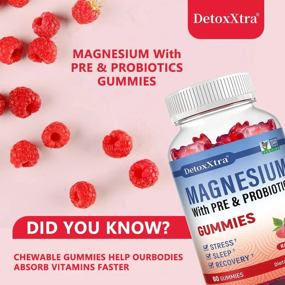 Magnesium Citrate Supplement Gummies with Prebiotics & Probiotics for Stress Sleep & Recovery - Vegan Gluten Free Non-GMO — image 5