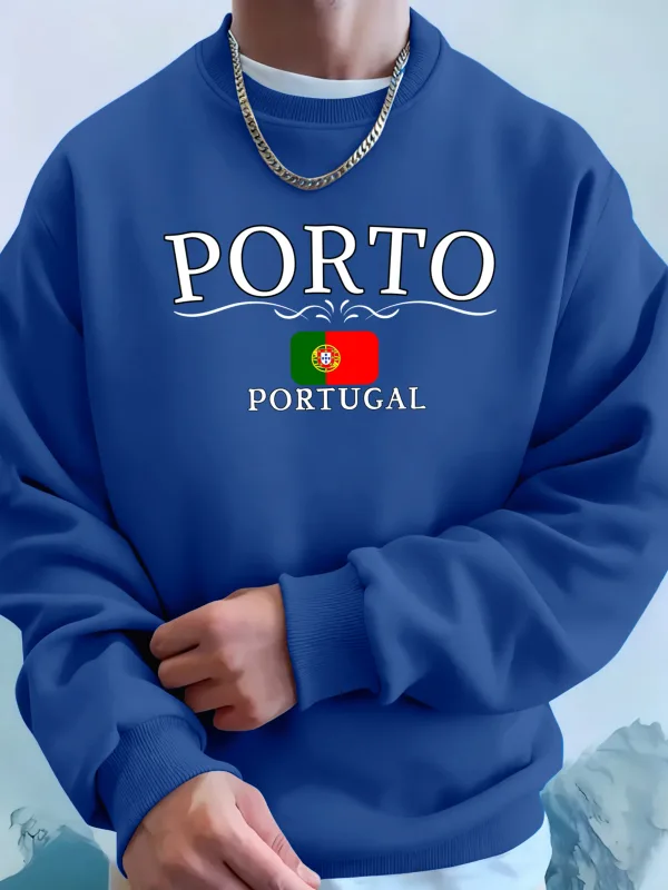 Porto Portugal Letter And Flag Print Clothes Unisex Warm Casual Hoody Street Sports Sportswear Fleece Thicken Streetwear Man