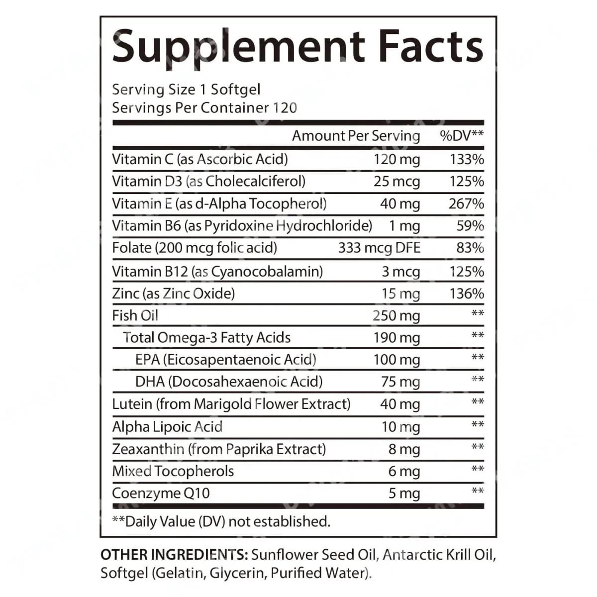 Acentiallabs Lutein-Zeaxanthin-Kapseln, 40 mg Lutein und 8 mg Zeaxanthin, 120-Count-Blaulichtfilter, Makulaschutz-Augenpflege