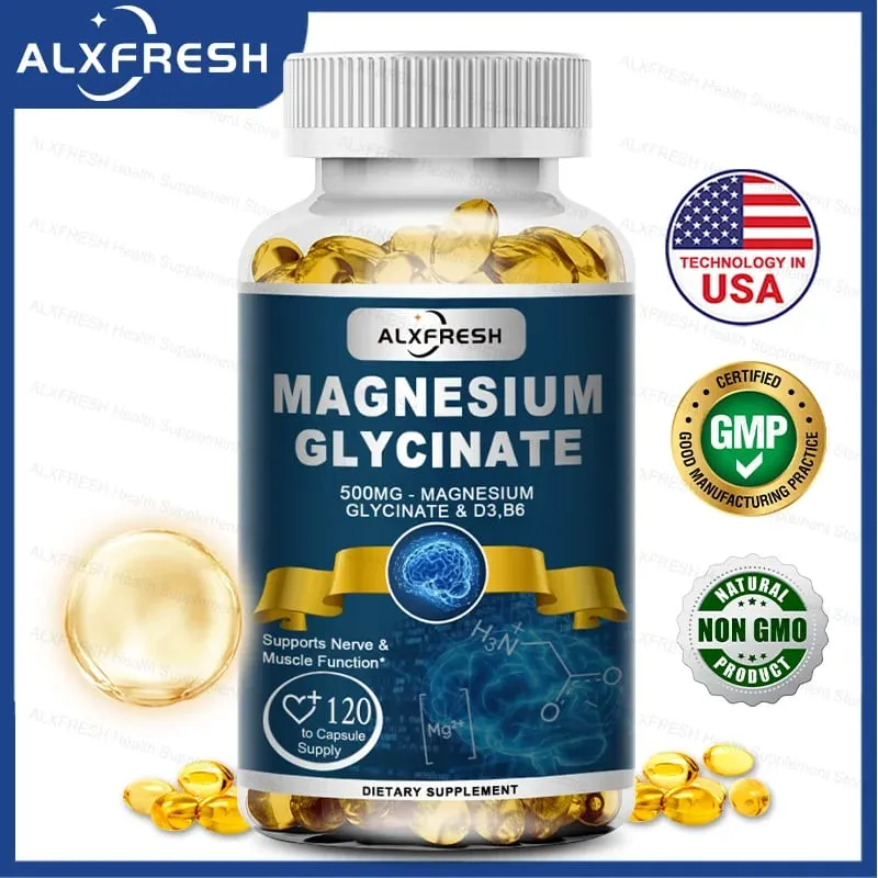 Original Magnesium Glycinate 500mg Supplement – High Absorption for Sleep Muscle & Restful Support - D3 B6 Zinc — image 2