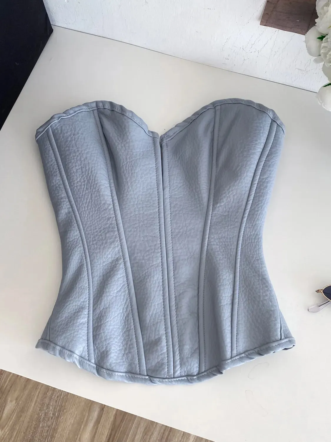 Sexy Pu Slim Tube Top Chic Strapless Crop Top Korean Fashion Corset Bustier Camis Women Tank Top