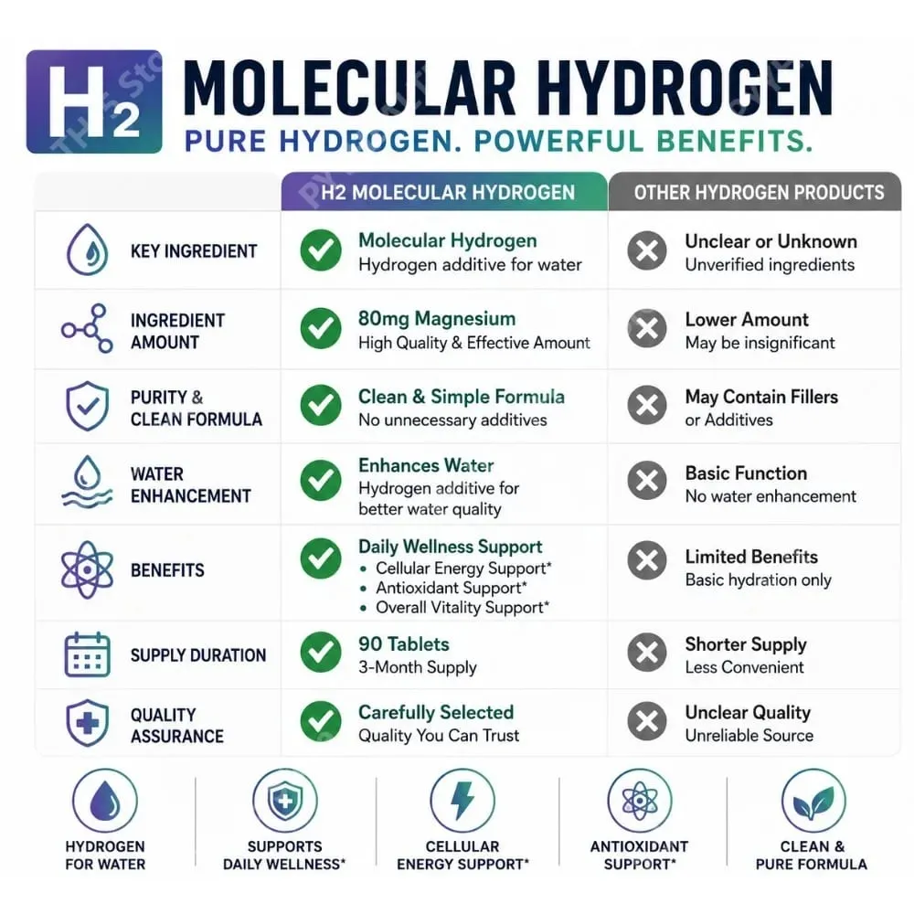Hydrogen Water Tablets 90 Count Molecular Hydrogen H2 Water Additive with Magnesium for Daily Hydration Support