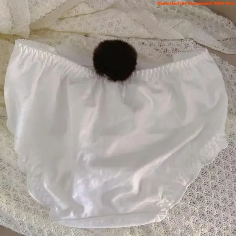 76HE Women's Cartoon Panda Pattern Winter Lingerie Furry Plush Bra and Panty Set School Girl Japanese Anime Cosplay Underwear