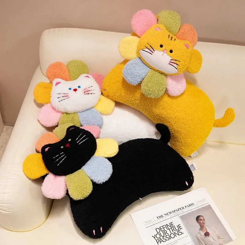 Spotted Cat Plush Pillow Flower Stuffed Cushion 50cm Adorably Soft Sofa Cushion Home Decor Toys Throw Pillow Birthday Gifts