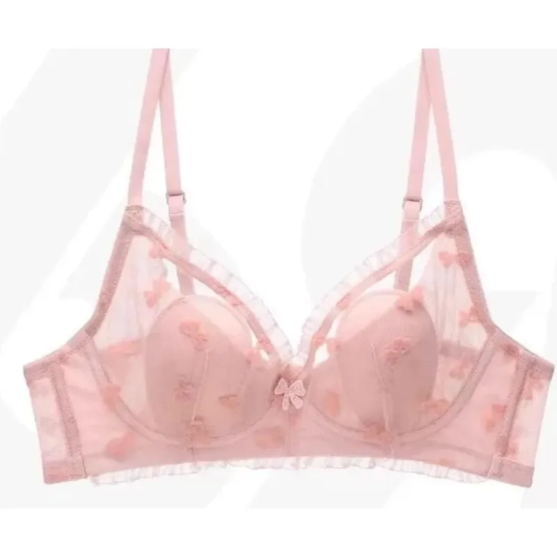 New Arrival Sweet French Lace Embroidery Bra Sexy Wireless Thin Cup Rabbit Ear Minimizer For Big Breasts Everyday Lingerie S-XL