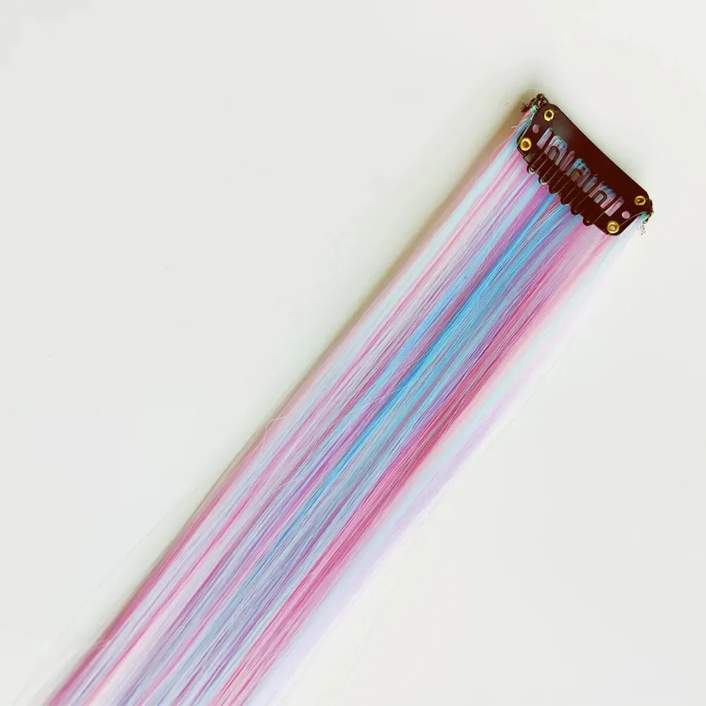 6pcs/set Unicorn Color Rainbow Clip sa One Piece Hair Extension Pink Blue Purple Mixed Color Clip sa Synthetic Hair Accessories