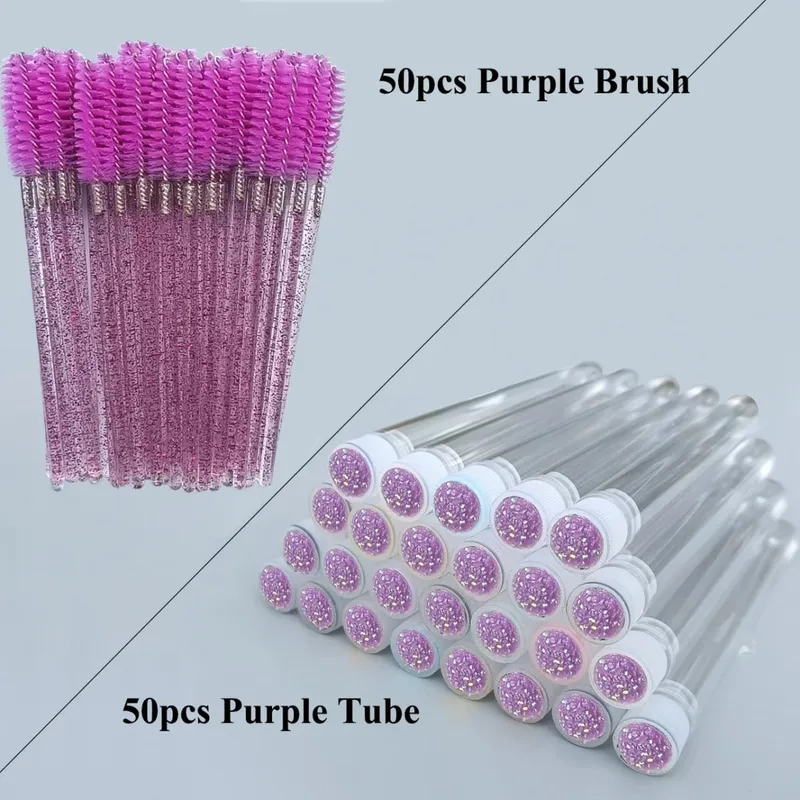 50pcs Reusable Eyelashes Brush Tube for Eyelash Extension Disposable Mascara Wands Eyebrow Brush Applicator EyeLash Brushes