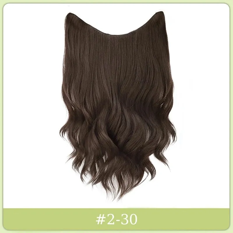 Synthetic Black Wavy Clip in Hair Extensions Hairpiece U-shaped Hair Extensions with 5 Clips for Women Girls Daily Use Soft Hair