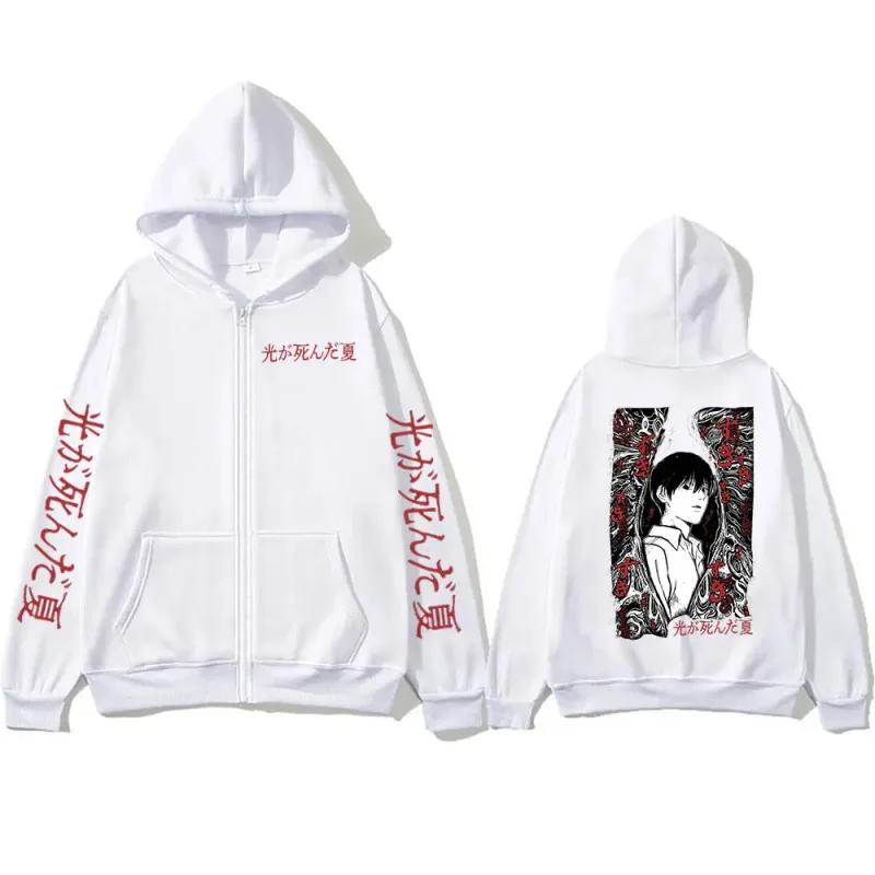 Anime The Summer Hikaru Died Zipper Hoodies MHikaru Yoshiki Manga Zip Up Hooded Sweatshirts Long Sleeves Pullovers Jackets Coats
