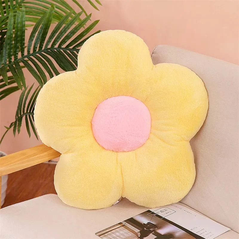 Practical 35cm Kawaii Colorful Flower Plush Pillow Cushion Soft Sunflower Plant Mat Stuffed Sofa Bed Sleeping Back Decor Gifts